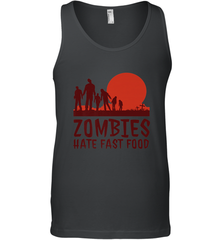 Zombies Hate Fast Food Funny Halloween Men's Tank Top Men's Tank Top / Black / XS Men's Tank Top - HHHstores