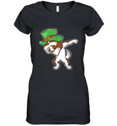 Dabbing Irish Setter Dog Leprechaun St Patricks Day Ireland Women's V-Neck T-Shirt