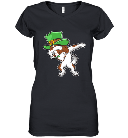 Dabbing Irish Setter Dog Leprechaun St Patricks Day Ireland Women's V-Neck T-Shirt Women's V-Neck T-Shirt / Black / S Women's V-Neck T-Shirt - HHHstores