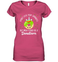 Donutcorn Funny Cute Donut Unicorn Irish St Patrick's Day Women's V-Neck T-Shirt Women's V-Neck T-Shirt - HHHstores