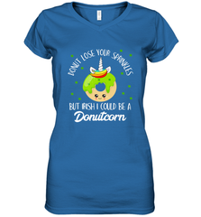 Donutcorn Funny Cute Donut Unicorn Irish St Patrick's Day Women's V-Neck T-Shirt Women's V-Neck T-Shirt - HHHstores