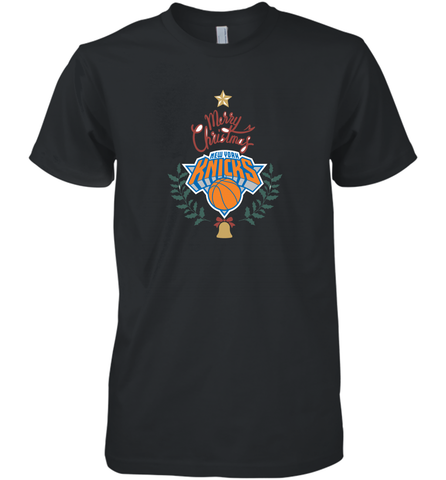 NBA New York Knicks Logo merry Christmas gilf Men's Premium T-Shirt Men's Premium T-Shirt / Black / XS Men's Premium T-Shirt - HHHstores