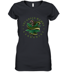 The Green Mamba, Cannabist, Weed Grower Pot Smoker Women's V-Neck T-Shirt Women's V-Neck T-Shirt - HHHstores