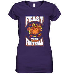 Funny Thanksgiving Turkey Feast Than Football Women's V-Neck T-Shirt Women's V-Neck T-Shirt - HHHstores