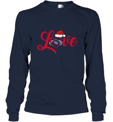 NFL Tennessee Titans Logo Christmas Santa Hat Love Heart Football Team Long Sleeve T-Shirt