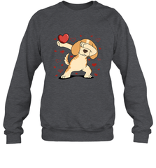 Dog Dabbing Heart For Valentine's Day Art Graphics Gift Crewneck Sweatshirt Crewneck Sweatshirt - HHHstores