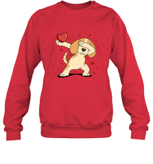 Dog Dabbing Heart For Valentine's Day Art Graphics Gift Crewneck Sweatshirt Crewneck Sweatshirt - HHHstores