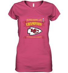 Kansas City Chiefs NFL Pro Line by Fanatics Super Bowl LIV Champions Women's V-Neck T-Shirt Women's V-Neck T-Shirt - HHHstores