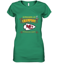 Kansas City Chiefs NFL Pro Line by Fanatics Super Bowl LIV Champions Women's V-Neck T-Shirt Women's V-Neck T-Shirt - HHHstores