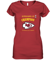 Kansas City Chiefs NFL Pro Line by Fanatics Super Bowl LIV Champions Women's V-Neck T-Shirt Women's V-Neck T-Shirt - HHHstores