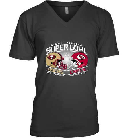 NFL Super bowl San Francisco 49ers vs. Kansas City Chiefs Men's V-Neck Men's V-Neck / Black / S Men's V-Neck - HHHstores