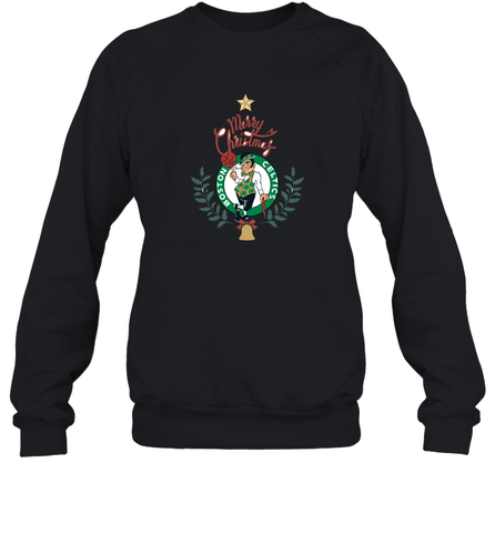 NBA Boston Celtics Logo merry Christmas gilf Crewneck Sweatshirt Crewneck Sweatshirt / Black / S Crewneck Sweatshirt - HHHstores
