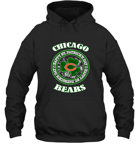 NFL Chicagi Bears Logo Happy St Patrick's Day Hooded Sweatshirt Hooded Sweatshirt / Black / S Hooded Sweatshirt - HHHstores
