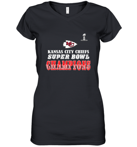 NFL Kansas City Chiefs super bowl champions 2020 Women's V-Neck T-Shirt Women's V-Neck T-Shirt / Black / S Women's V-Neck T-Shirt - HHHstores