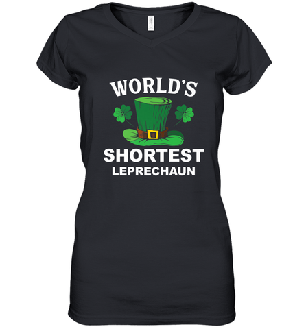 Shortest Leprechaun Funny Family St. Patrick's Day Women's V-Neck T-Shirt Women's V-Neck T-Shirt / Black / S Women's V-Neck T-Shirt - HHHstores