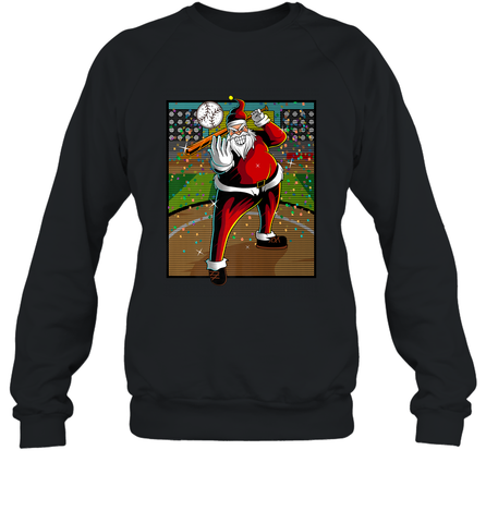 Baseball Santa Ugly Christmas Sports Graphic Print Design Crewneck Sweatshirt Crewneck Sweatshirt / Black / S Crewneck Sweatshirt - HHHstores