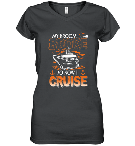 My Broom Broke So Now I Am A Nurse Halloween Costume Women's V-Neck T-Shirt Women's V-Neck T-Shirt / Black / S Women's V-Neck T-Shirt - HHHstores