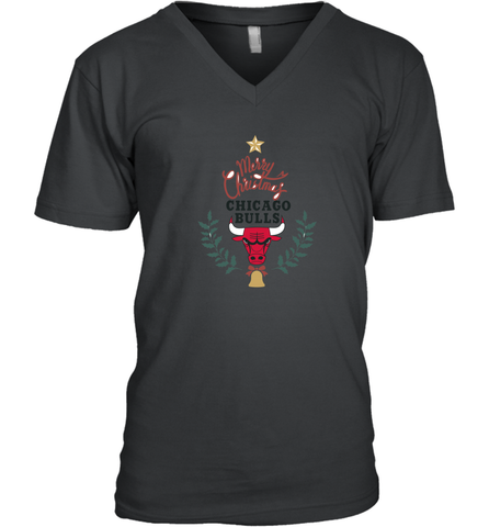 NBA Chicago Bulls Logo merry Christmas gilf Men's V-Neck Men's V-Neck / Black / S Men's V-Neck - HHHstores