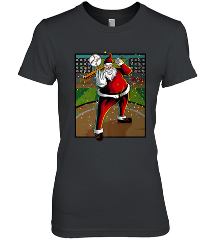 Baseball Santa Ugly Christmas Sports Graphic Print Design Women's Premium T-Shirt Women's Premium T-Shirt / Black / XS Women's Premium T-Shirt - HHHstores