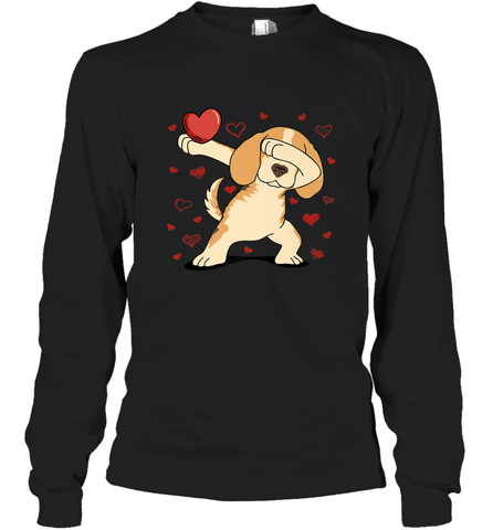 Dog Dabbing Heart For Valentine's Day Art Graphics Gift Long Sleeve T-Shirt Long Sleeve T-Shirt / Black / S Long Sleeve T-Shirt - HHHstores