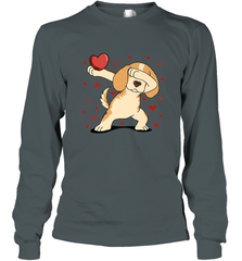 Dog Dabbing Heart For Valentine's Day Art Graphics Gift Long Sleeve T-Shirt Long Sleeve T-Shirt - HHHstores