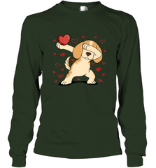 Dog Dabbing Heart For Valentine's Day Art Graphics Gift Long Sleeve T-Shirt Long Sleeve T-Shirt - HHHstores