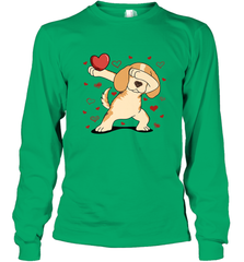 Dog Dabbing Heart For Valentine's Day Art Graphics Gift Long Sleeve T-Shirt Long Sleeve T-Shirt - HHHstores