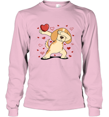 Dog Dabbing Heart For Valentine's Day Art Graphics Gift Long Sleeve T-Shirt Long Sleeve T-Shirt - HHHstores