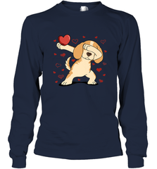 Dog Dabbing Heart For Valentine's Day Art Graphics Gift Long Sleeve T-Shirt Long Sleeve T-Shirt - HHHstores