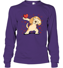 Dog Dabbing Heart For Valentine's Day Art Graphics Gift Long Sleeve T-Shirt Long Sleeve T-Shirt - HHHstores