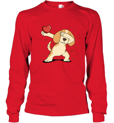 Dog Dabbing Heart For Valentine's Day Art Graphics Gift Long Sleeve T-Shirt Long Sleeve T-Shirt - HHHstores