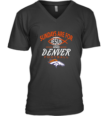Sundays Are For Jesus and Denver Funny Christian Football Men's V-Neck Men's V-Neck - HHHstores