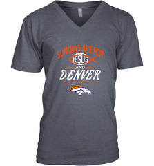 Sundays Are For Jesus and Denver Funny Christian Football Men's V-Neck Men's V-Neck - HHHstores