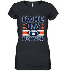 NFL Denver Co Game Day Football Home Team Colors Women's V-Neck T-Shirt Women's V-Neck T-Shirt - HHHstores