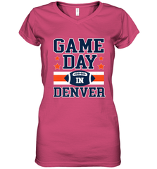 NFL Denver Co Game Day Football Home Team Colors Women's V-Neck T-Shirt Women's V-Neck T-Shirt - HHHstores