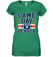 NFL Denver Co Game Day Football Home Team Colors Women's V-Neck T-Shirt Women's V-Neck T-Shirt - HHHstores