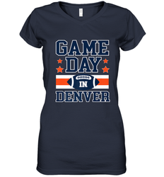 NFL Denver Co Game Day Football Home Team Colors Women's V-Neck T-Shirt