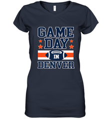 NFL Denver Co Game Day Football Home Team Colors Women's V-Neck T-Shirt Women's V-Neck T-Shirt - HHHstores