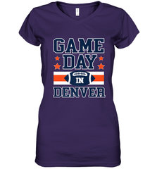NFL Denver Co Game Day Football Home Team Colors Women's V-Neck T-Shirt Women's V-Neck T-Shirt - HHHstores