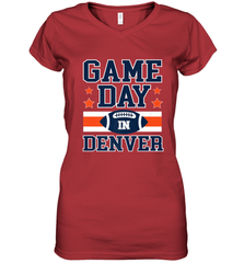 NFL Denver Co Game Day Football Home Team Colors Women's V-Neck T-Shirt Women's V-Neck T-Shirt - HHHstores