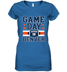 NFL Denver Co Game Day Football Home Team Colors Women's V-Neck T-Shirt Women's V-Neck T-Shirt - HHHstores