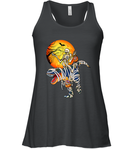 Skeleton Riding T Rex Funny Halloween Women's Racerback Tank Women's Racerback Tank / Black / XS Women's Racerback Tank - HHHstores