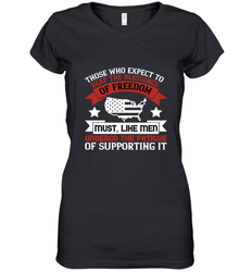 Those who expect to reap the blessings of freedom, must, like men, undergo the fatigue of supporting it 01 Women's V-Neck T-Shirt