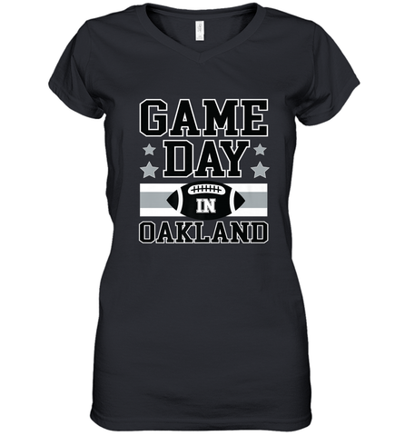 NFL Oakland Game Day Football Home Team Women's V-Neck T-Shirt Women's V-Neck T-Shirt / Black / S Women's V-Neck T-Shirt - HHHstores