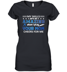 HOCKEY Yours Mom Cheers For Me Women's V-Neck T-Shirt