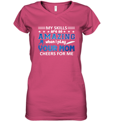 HOCKEY Yours Mom Cheers For Me Women's V-Neck T-Shirt Women's V-Neck T-Shirt - HHHstores