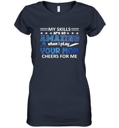 HOCKEY Yours Mom Cheers For Me Women's V-Neck T-Shirt