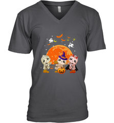 Three Sloths Halloween T shirt Mummy Pumpkin Moon Men's V-Neck Men's V-Neck - HHHstores