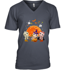 Three Sloths Halloween T shirt Mummy Pumpkin Moon Men's V-Neck Men's V-Neck - HHHstores