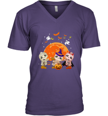 Three Sloths Halloween T shirt Mummy Pumpkin Moon Men's V-Neck Men's V-Neck - HHHstores